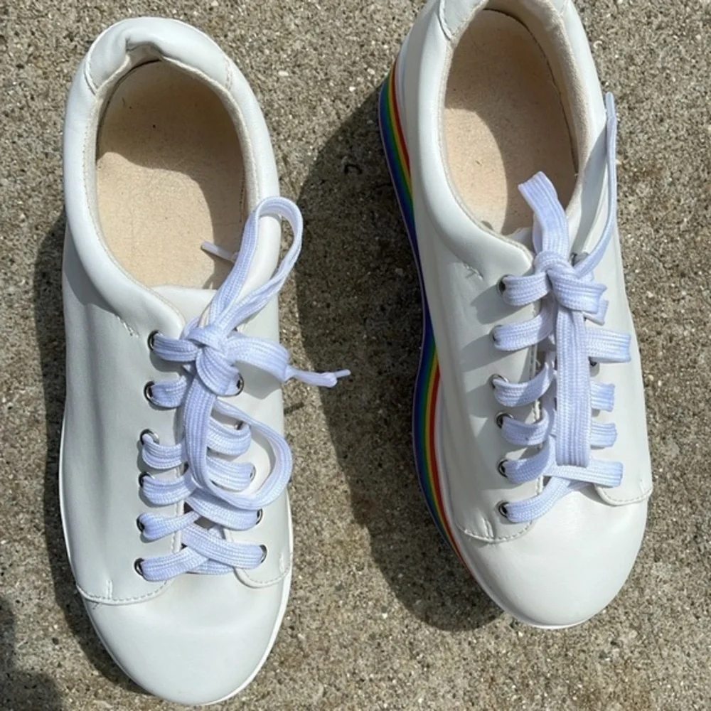 Rainbow shoes pride LGBQT platforms‎ shoes lace women’s size 7